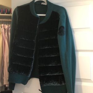 moncler green velvet jacket